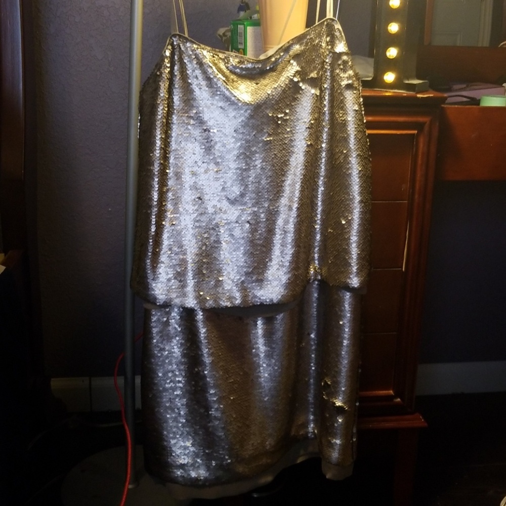 Bronze Sequined Mini Dress